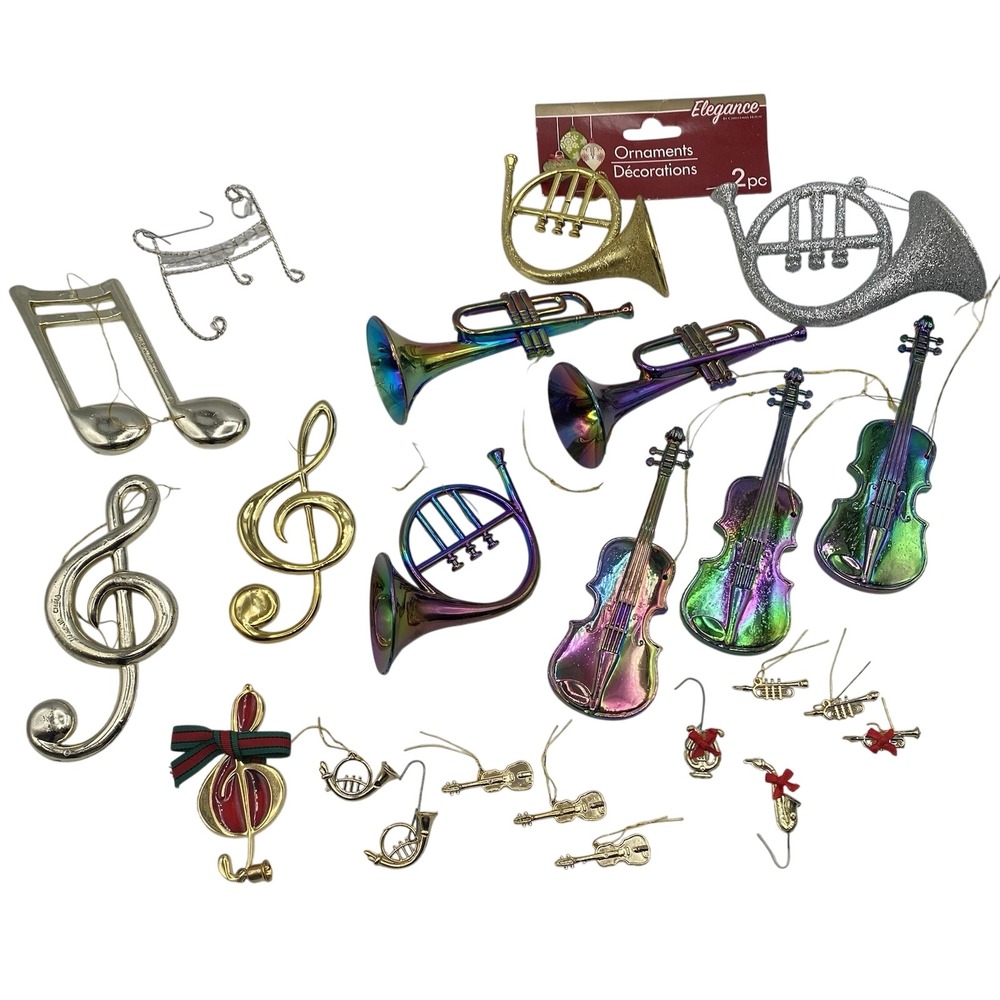 Lot Of Plastic Musical Instrument Music Notes Christmas Holiday Ornaments